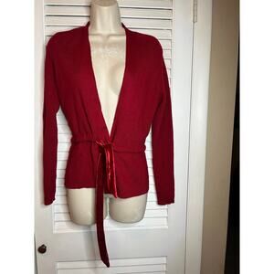 Mercer & Madison 100% Italian Merino Wool velvet tie‎ waist sweater Small Mint
